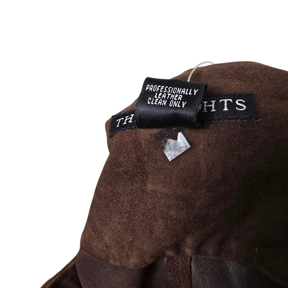 The Wrights Beaded Leather Brown Crewneck Jackey 6 - Picture 8 of 8